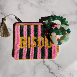 pochette perlée à la main bisou